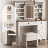 Farmhouse Makeup Vanity Desk with Sliding Mirror and Lights and Hairdryer holder and charging socket Multilayer storage Shelves - 3 of 4