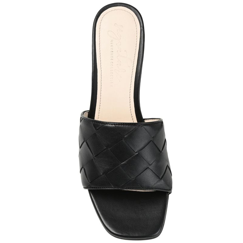Journee Signature Womens Genuine Leather Kellee Slip On Stacked Heel Open Square Toe Sandals, 5 of 11