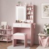 Makeup Vanity Desk with LED Mirror, Charging Station, Stool & Storage - 2 of 4