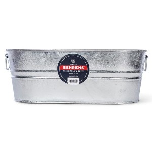 Behrens 5.5 Gallon Round Galvanized Weatherproof Steel Tub with Wire Handle and Offset Bottom for Indoor Home and Outdoor Garden Use, Silver - 1 of 4