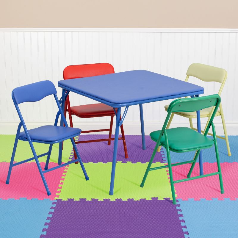 Emma and Oliver Kids 5 Piece Folding Table and Chair Set - Kids Activity Table Set, 3 of 8