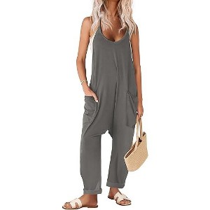 Ekouaer Womens Sleeveless Jumpsuit Loose Spaghetti Strap Baggy Overalls Jumpers Casual Long Pants Rompers with Pockets 2025 - 1 of 4