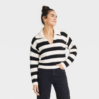 Black and white sweater women sale