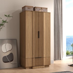 Brafab Fluted Armoire Wardrobe with Hanging Rod,Wooden Storage Closet, Freestanding Spare Closet Organizer Tall Cabinet for Coats and Clothes - 1 of 4