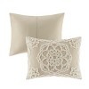 Gulches Tufted Cotton Chenille Medallion Fringe Coverlet Mini Set Taupe Full/Queen, Elegant Bedding for Bedroom Style - 2 of 4