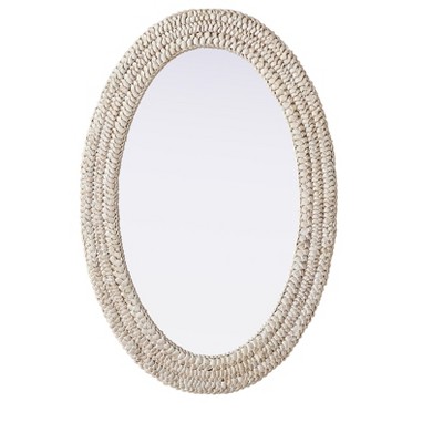 Elegant Lighting Oval Cornhusk Mirror 24x36 in Linen White
