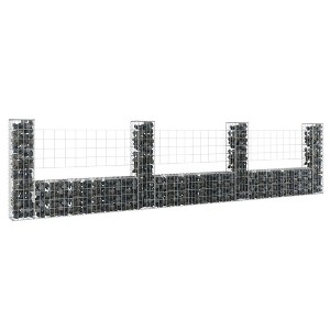 vidaXL U-shape Gabion Basket with 4 Posts Iron 149.6 in.x7.9 in.x39.4 in. - 1 of 4