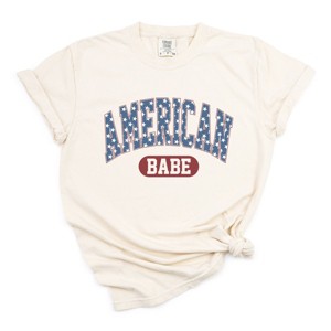 Varsity American Babe - Women's Garment Dyed Graphic T-Shirt - 1 of 4