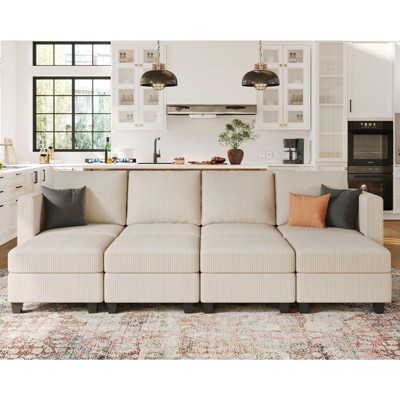 Belffin Oversized Modular Sectional Sleeper Couch, Corduroy Luxury Sectional Sofa with Storage Ottoman for Living Room