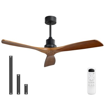 Sofucor Low Profile Ceiling Fan With/without Light and Remote Control 52 Inch Modern Wood Blade Fan For Bedroom Indoor Outdoor Farmhouse Patio