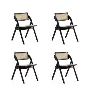 Set of 4 Lambinet Cane Folding Dining Chairs - Manhattan Comfort