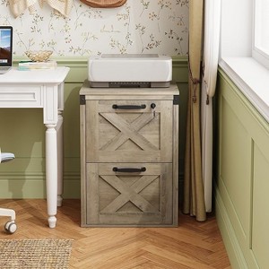 GALAXHERO 2-Drawer Locking Wood Farmhouse File Cabinet - Home Office Printer Stand for Letter/A4 Sizes - 1 of 1