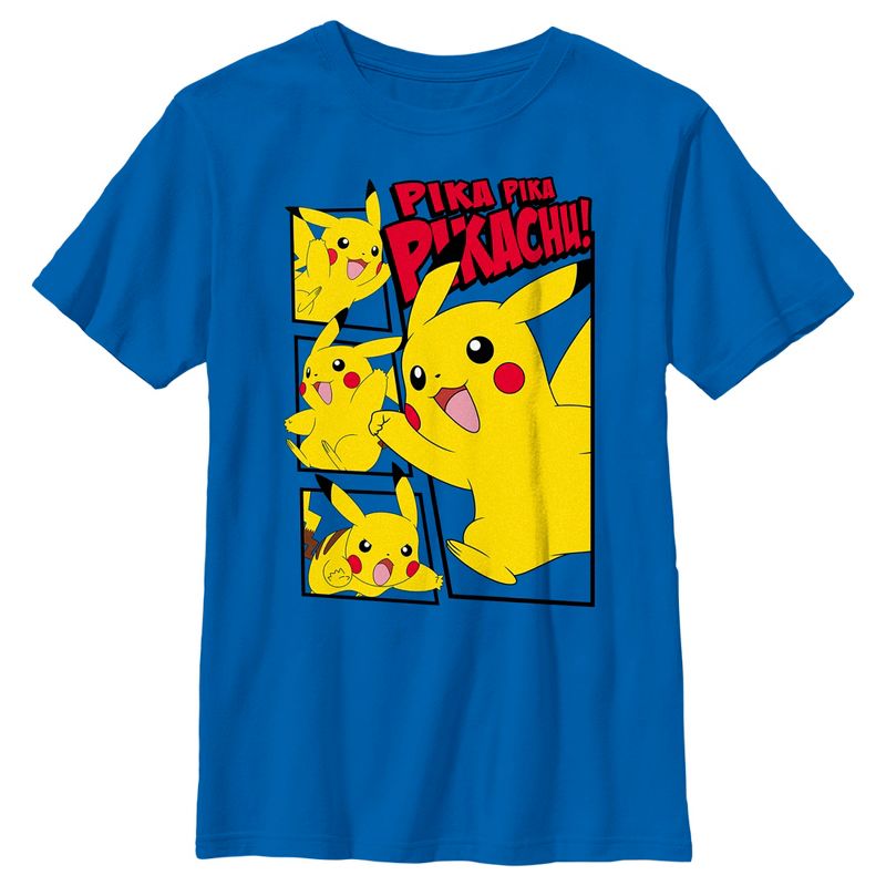 Boy's Pokemon Pikachu Comic Panels T-Shirt, 1 of 6