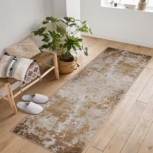Abstract Machine Washable Rug with Non Slip Backing Ultra-Thin Non Shedding Stain Resistant Indoor Carpet for Living Room Bedroom Dining Room - 1 of 4