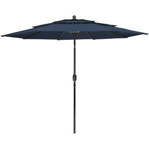 Northlight 9.75ft Outdoor Patio Market Umbrella with Hand Crank and Tilt, Navy Blue - 1 of 4