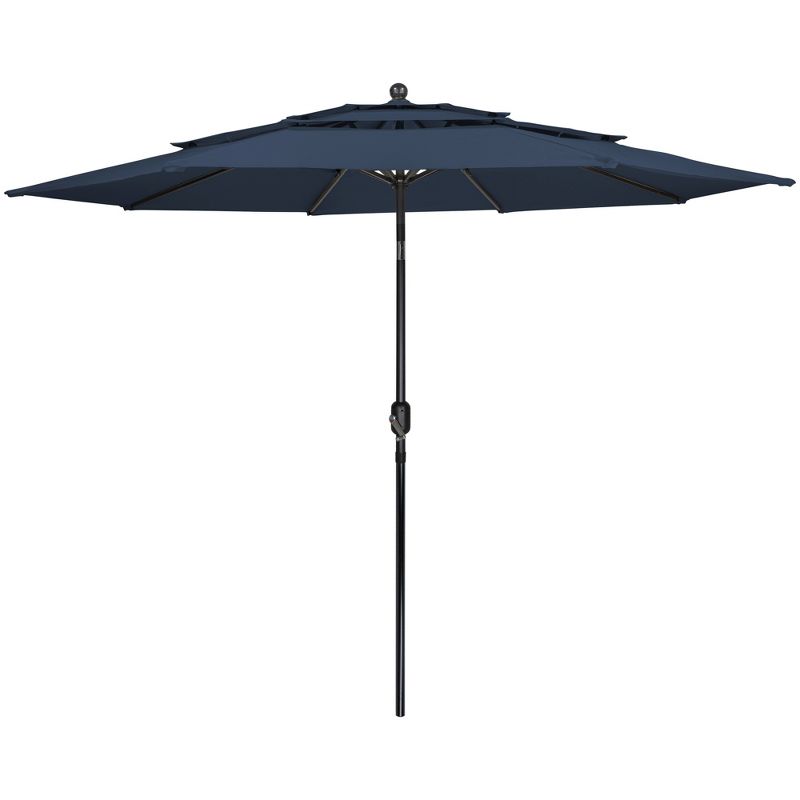 Northlight 9.75ft Outdoor Patio Market Umbrella with Hand Crank and Tilt, Navy Blue, 1 of 7