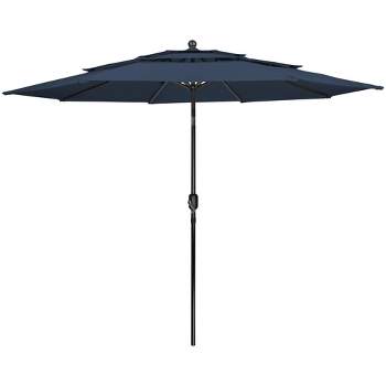 Northlight 9.75ft Outdoor Patio Market Umbrella with Hand Crank and Tilt, Navy Blue