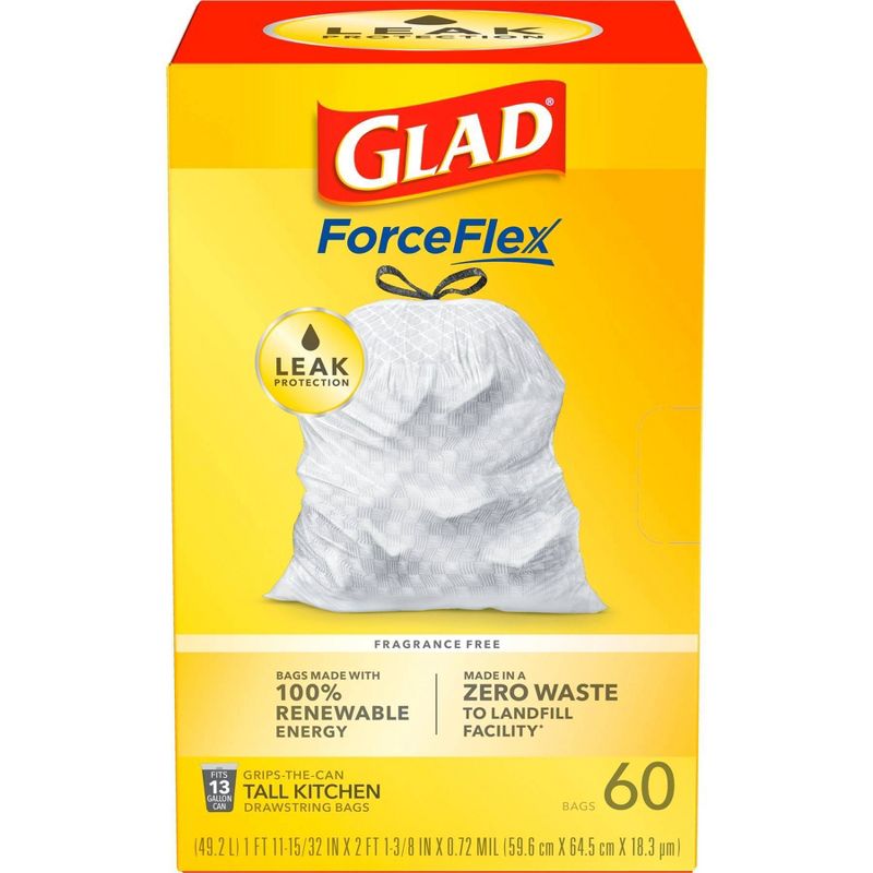 Glad ForceFlex Tall Kitchen Drawstring Trash Bags - Unscented - 13 Gallon, 3 of 12