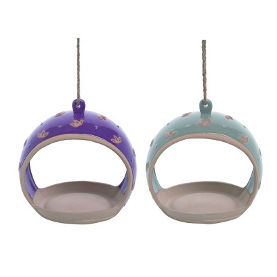 Transpac Terracotta Hanging Bird Feeder Set of 2 Spring Home Decorations