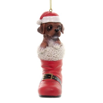 Holiday Ornaments 4.75" Boxer In Santa Boot Pet Parade  -  Tree Ornaments