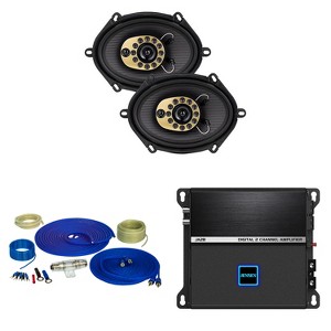 Jensen 1 Pair JS68T 6x8" 3-Way Triaxial Speakers with Jensen JA2B 2 Channel 340 Watt Amplifier and Wiring Kit - 1 of 4