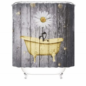Yellow Bathtub With Small Daisies Shower Curtains for Bathroom Waterproof Fabric Bath Curtain Durable Soft Stylish Bathroom Decor 72x72 Inch - 1 of 1