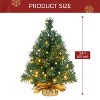 Joyfy Christmas Tree Decorations, 24"/2FT Green Mini Tabletop Artificial Xmas Tree with LED Warm Lights, Christmas Decorations Indoor - 2 of 4