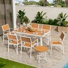 Pamapic 8-Piece Aluminum Outdoor Patio Dining Set with Rectangle Table, Small Side Table and 6-Stackable Chairs - 3 of 4