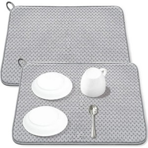 LunaLulinlk Dish Drying Mats for Kitchen Counter 2 Pack, Dish Drying Pads Absorbent, Washable Microfiber Dishes Drainer Mats (grey) - 1 of 4