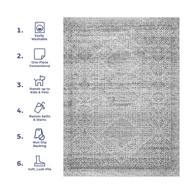 Sleek Gray Abstract Rectangular Easy-Care Rug