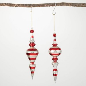 12.75"H Sullivans Red Finial Ornament - Set of 2  Red Christmas Ornaments - 1 of 2
