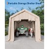 7x15FT Carport with 2 Roll-Up Doors & Vents, 240G Heavy-Duty Waterproof PE Tarp, UV-Resistant Storage Sheds for Motorcycle, Firewood & Tools - 3 of 4