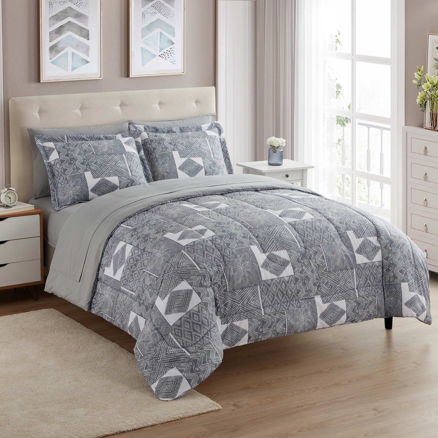 Постельное бельё Sweet Home Collections 7pc Tulsa Bed-in-A-Bag Printed Comforter Set - King — фото 2