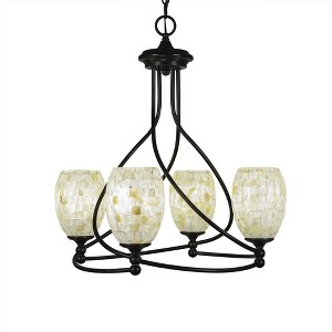 Toltec Lighting Capri 4 - Light Chandelier in  Dark Granite with 5" Ivory Glaze Seashell Shade - 1 of 1