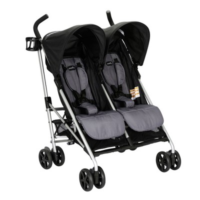 Evenflo Minno Convenient Compact Fold Comfortable Double Seat Twin Baby/Child Travel Tandem Stroller, Glenbarr Grey