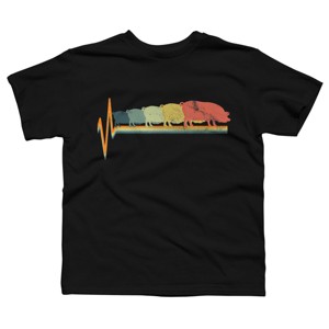 Boy's Design By Humans Heart Beat Retro Rainbow Pig By Luckyst T-Shirt - 1 of 2
