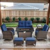 Belord 43" Propane Fire Pit Table Set Patio Furniture Set with Glider Loveseat, Brown Wicker Deep Seating Patio Swivel Rocker Glider Chairs - 3 of 4