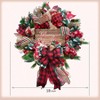 18 inch mesh wreath front door red green ribbon bow artificial indoor outdoor farmhouse home porch wall festival wedding decor - 3 of 4