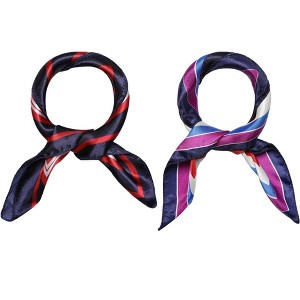Elerevyo Women's Satin Square Neck Scarves Head Neckerchief Hair Wrap 2Pcs 19.6"x19.6" - 1 of 4