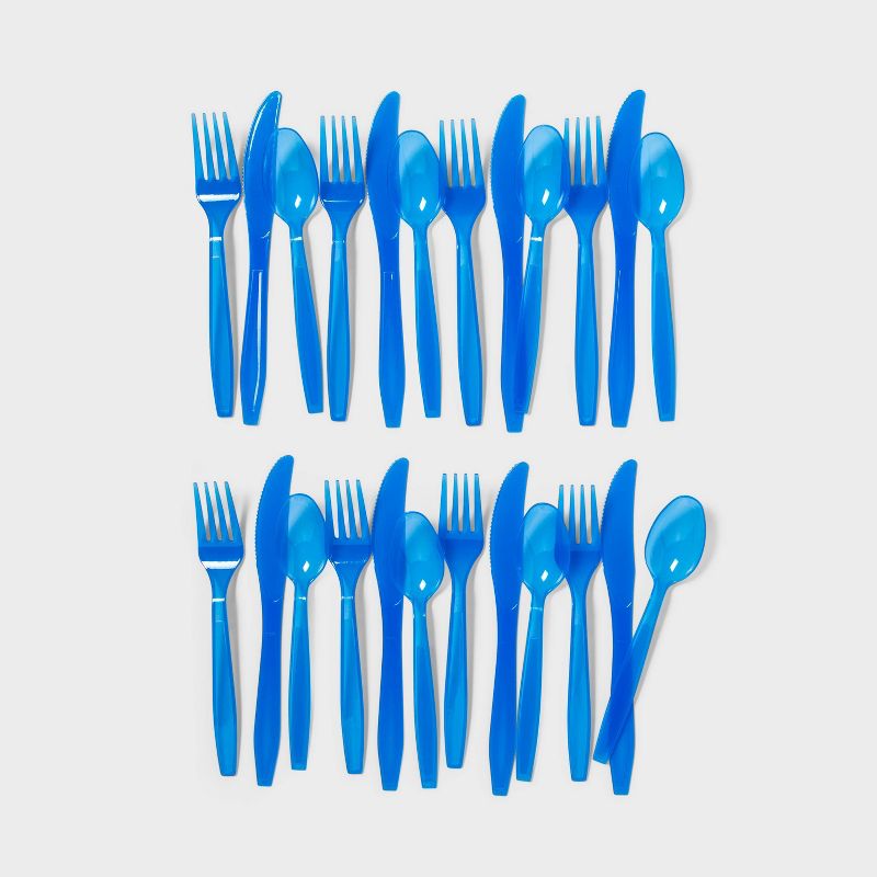 24ct Plastic Cutlery Set Translucent Blue - Sun Squad&#8482;, 1 of 4