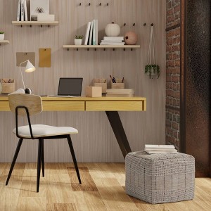 WyndenHall Billie Square Woven Pouf Natural/Gray: Contemporary Cotton Upholstered, No Assembly Required - 1 of 4