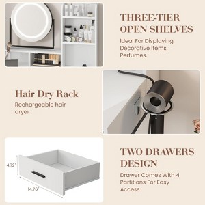 MDF Dressing Table Vanity with American Standard Socket, Modern Wooden Vanity Desk with Drawers, Bedroom Makeup Vanity Set - 1 of 4