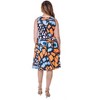24seven Comfort Apparel Orange Butterfly Print Sleeveless Pleated Knee Length Pocket Dress - 3 of 4