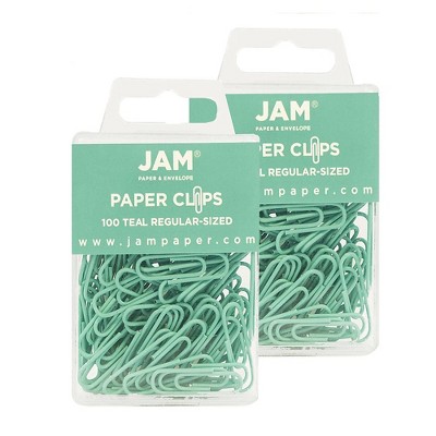 JAM Paper Colored Standard Paper Clips Small 1 Inch Teal Paperclips 21832064A