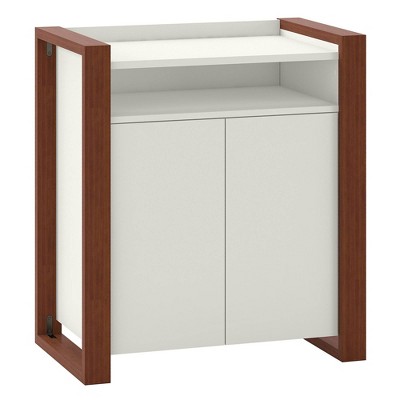 Voss 2 Door Accent Storage Cabinet Cotton White and Serene Cherry - Kathy Ireland Home