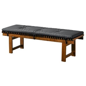 Ashcroft Furniture,Lucia Bench in Black PU Leather - 1 of 4