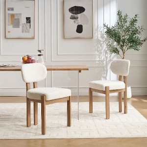 Kumasinova Set of 2 Modern Upholstered Dining Chairs, Wooden Kitchen Chairs with Ergonomic Wingback, Farmhouse Dinner Chair with Thick Cushions - 1 of 4