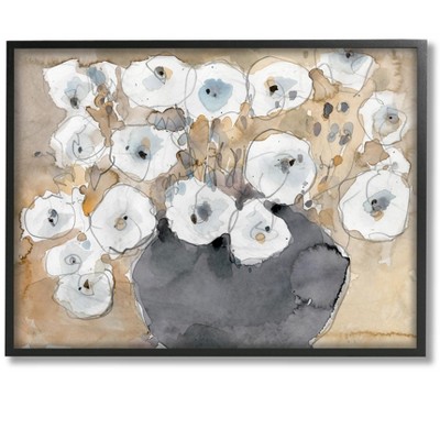 Stupell Industries Abstract White Blossom Bouquet Neutral Grey Brown
