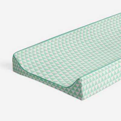 Bacati - Noah Mint Triangles Quilted Muslin Changing Pad Cover