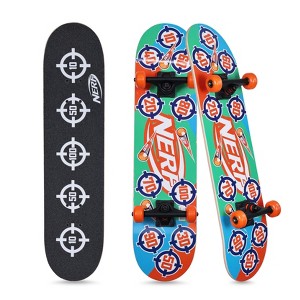Nerf Maple Deck Skateboard with Blaster Target Design, ABEC 5